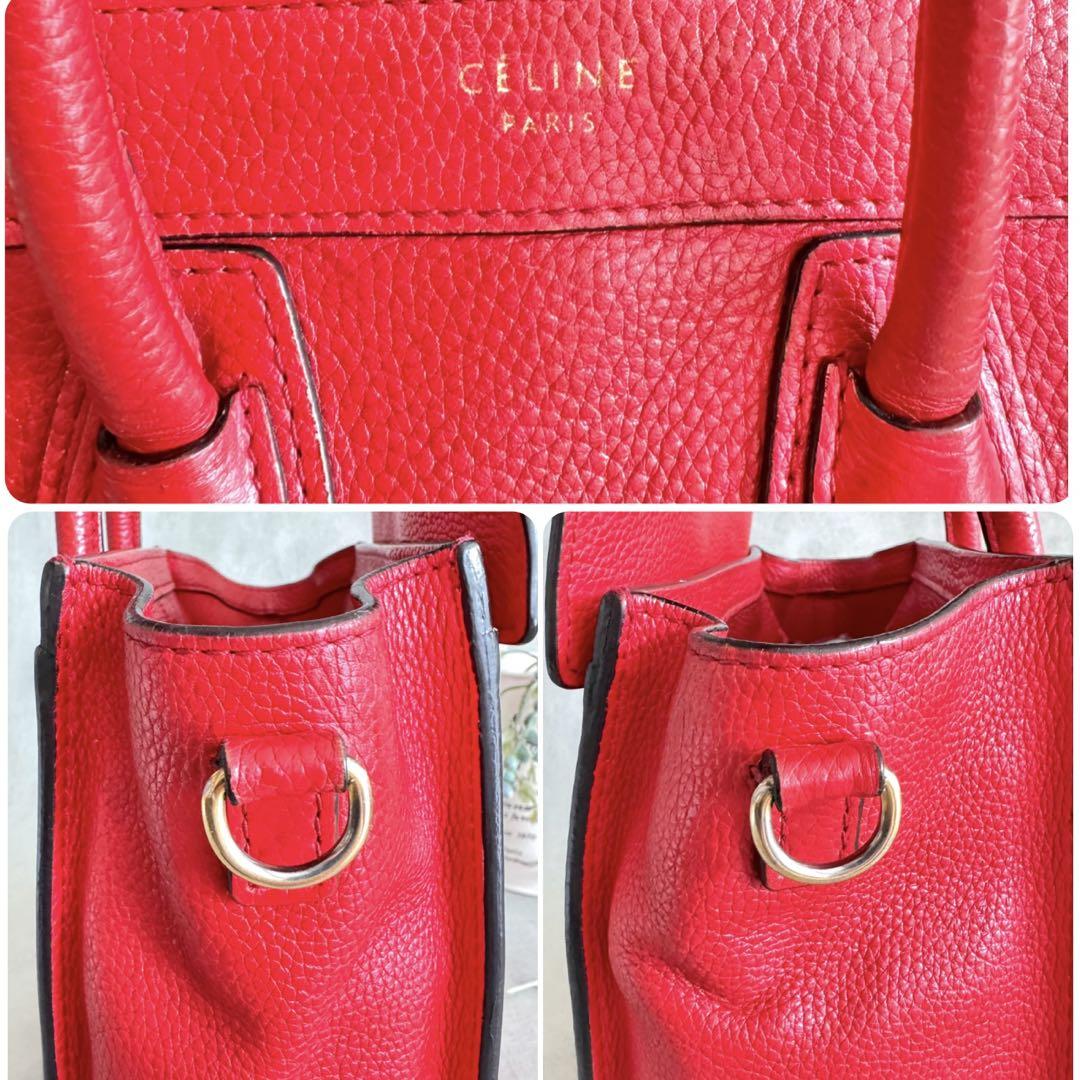 CELINE セリーヌ ラゲージ ナノショッパー 2way バッグ レッド 赤