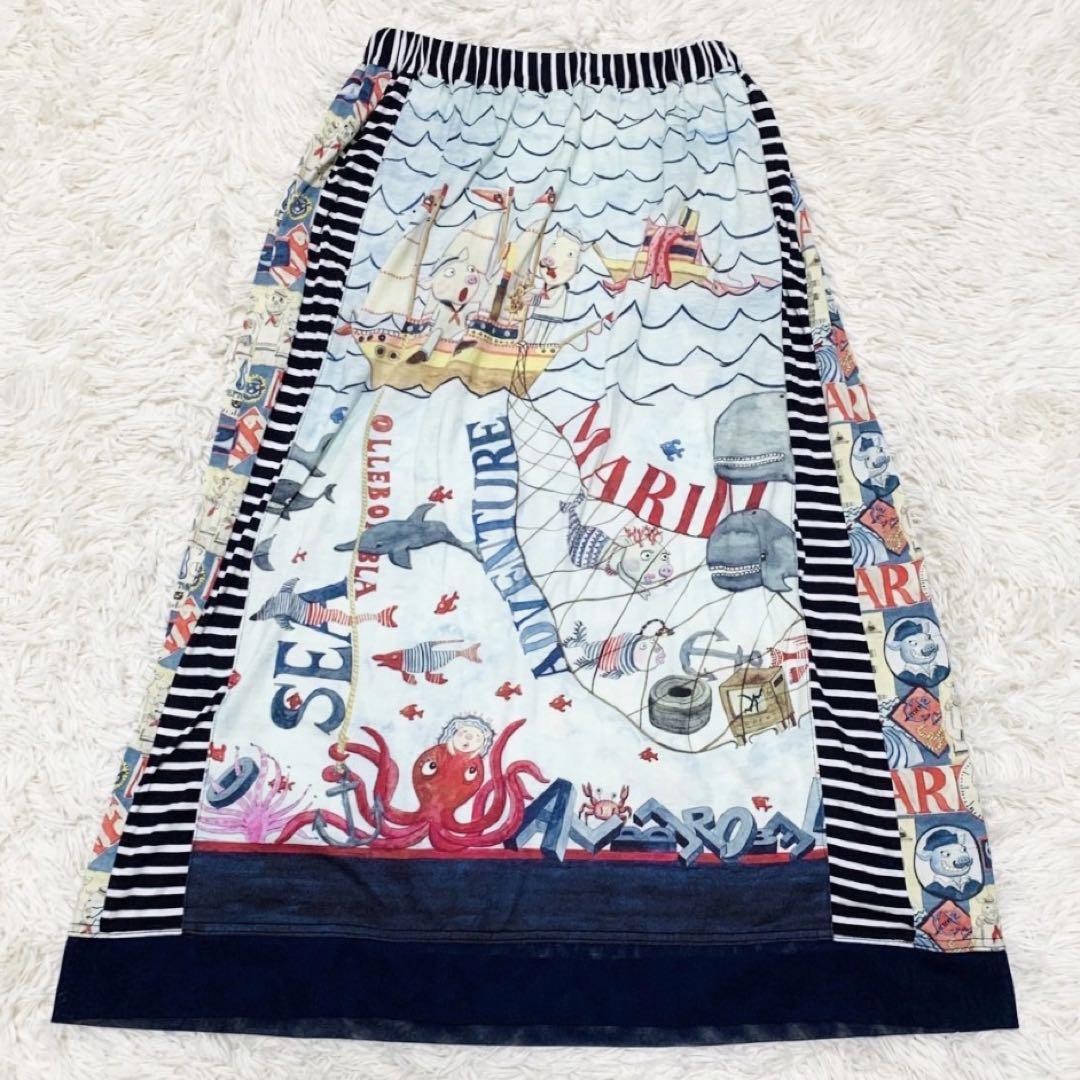【タグ付き】OLLEBOREBLA アルベロベロ　スカート　ぶたさんとキノピオ タグ付き】OLLEBOREBLA アルベロベロ スカート ぶたさんとキノピオ