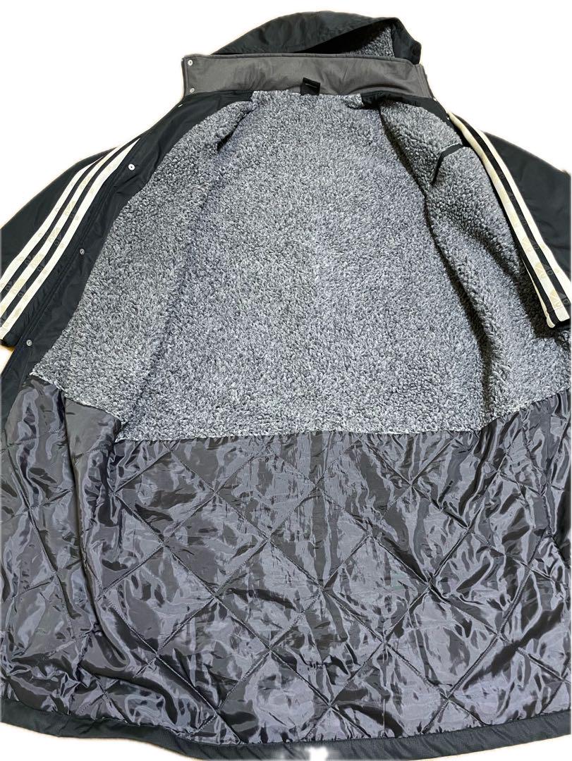 adidas アディダ ベンチコート ロングコート ボア フード取り外し XL