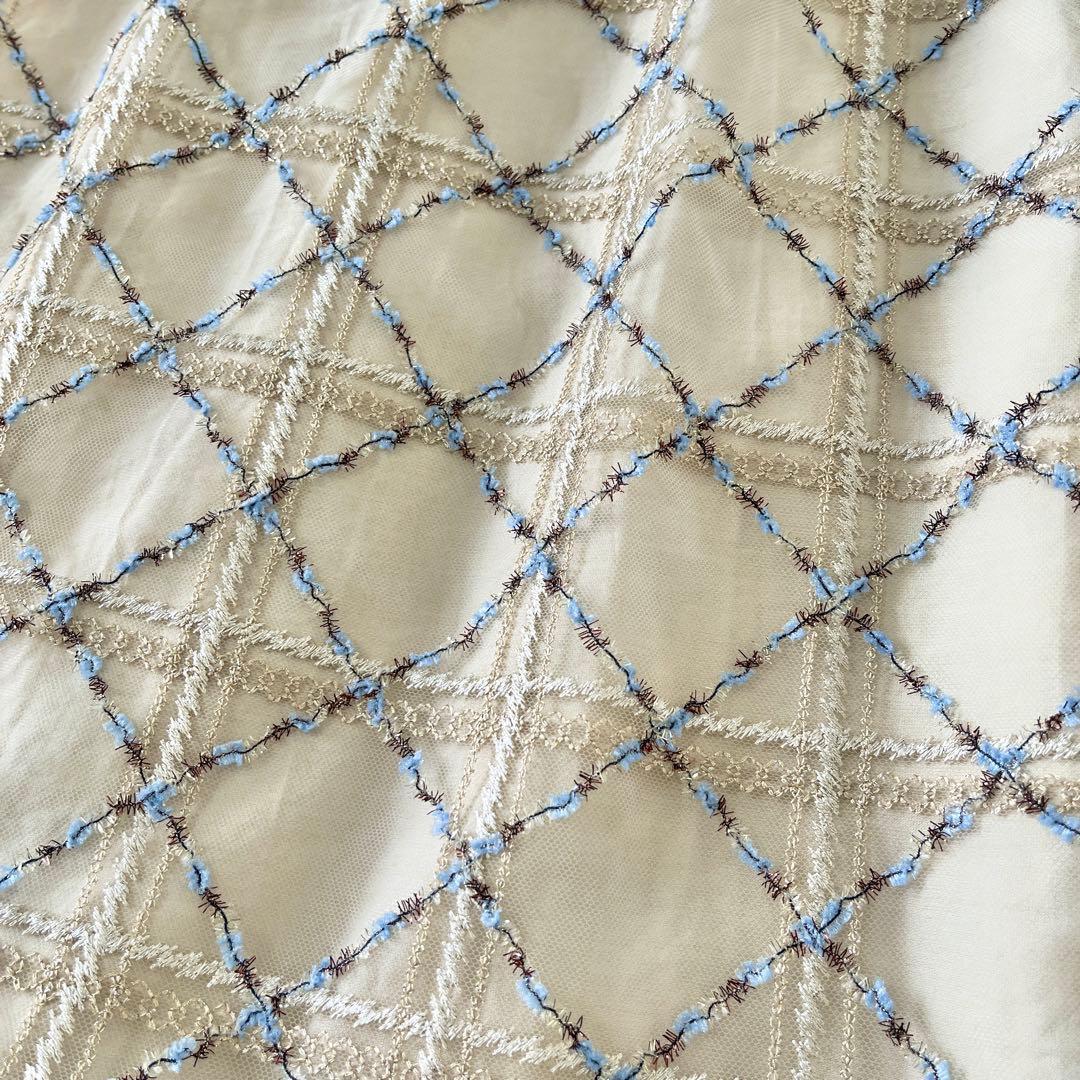 【美品】ドレスワンピース　お呼ばれ　刺繍ワンピース　ロング丈　ラメ　Aライン