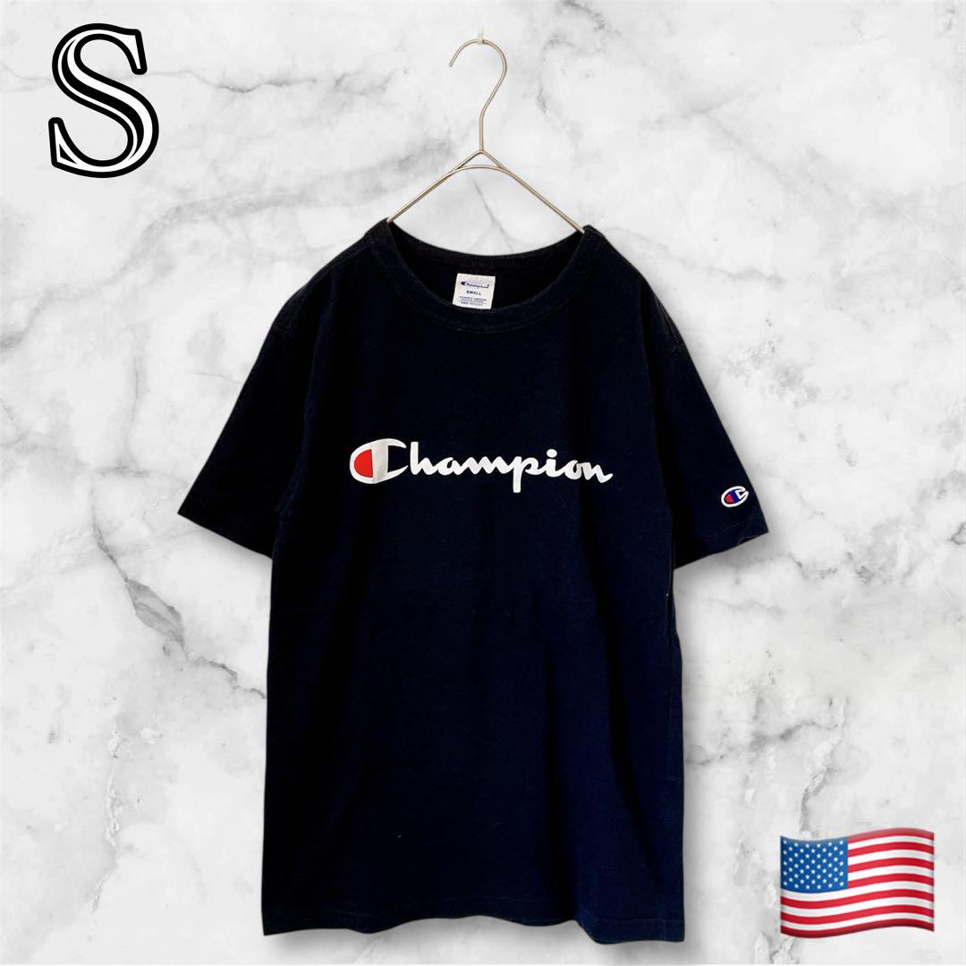 古着 cheer ロゴ 刺繍 tシャツ リメイク 袖 フリル ネイビー