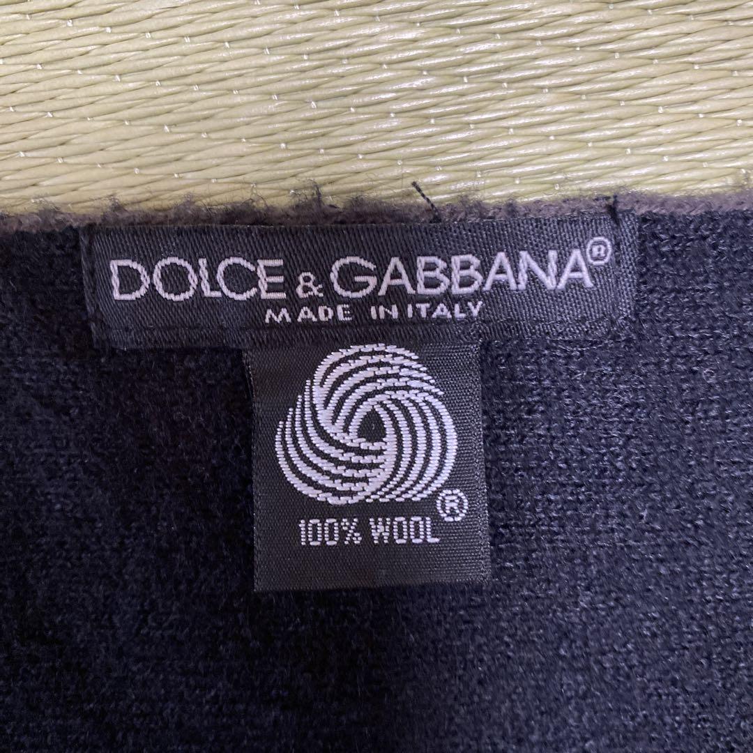 DOLCE & GABBANA ウールマフラー ブラック/グレージュ