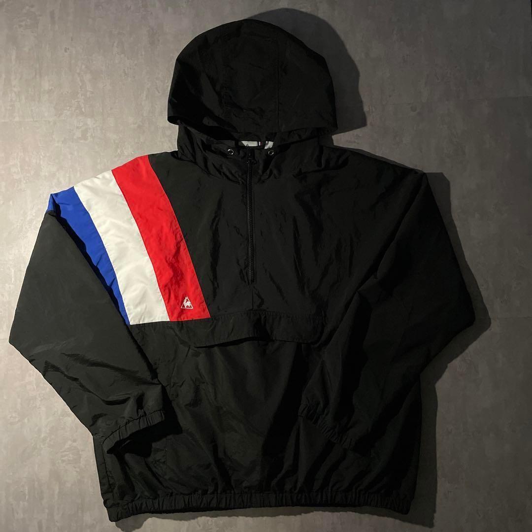 【le coq sportif】ハーフジップナイロンパーカー　テック系　L 黒