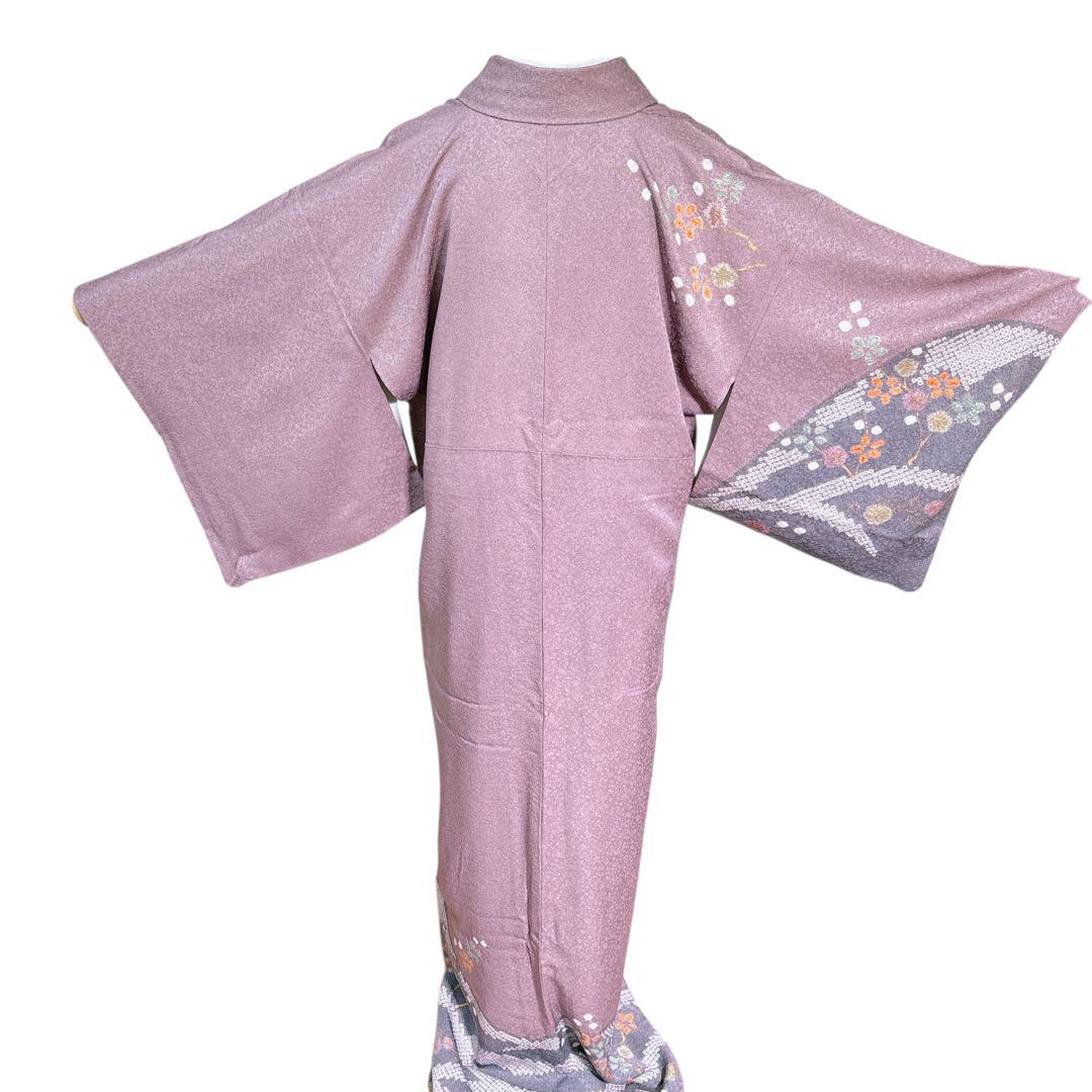 A91愛華 着物 訪問着 袷 絞り 辻ヶ花 藤紫 正絹 美品 - メルカリ