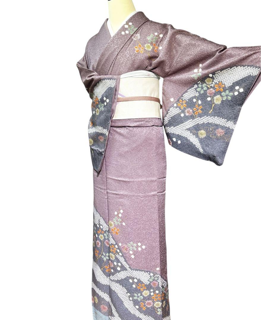 A78愛華 夏着物 紬　単衣　辻ヶ花模様　舛花色　正絹 A91愛華 着物 訪問着 袷 絞り 辻ヶ花 藤紫 正絹 美品 - メルカリ