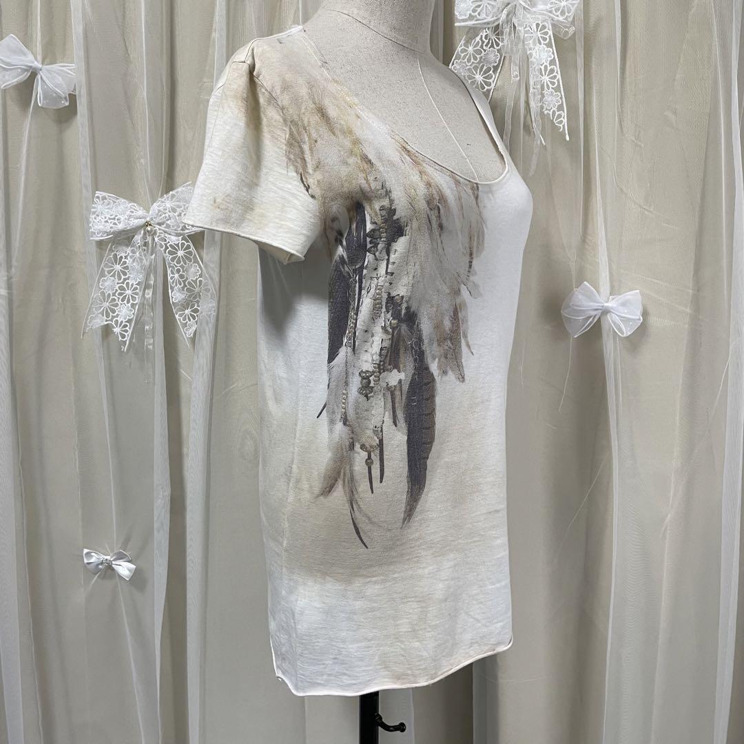goa   半袖Tシャツ　羽根プリント　フェアリーグランジ