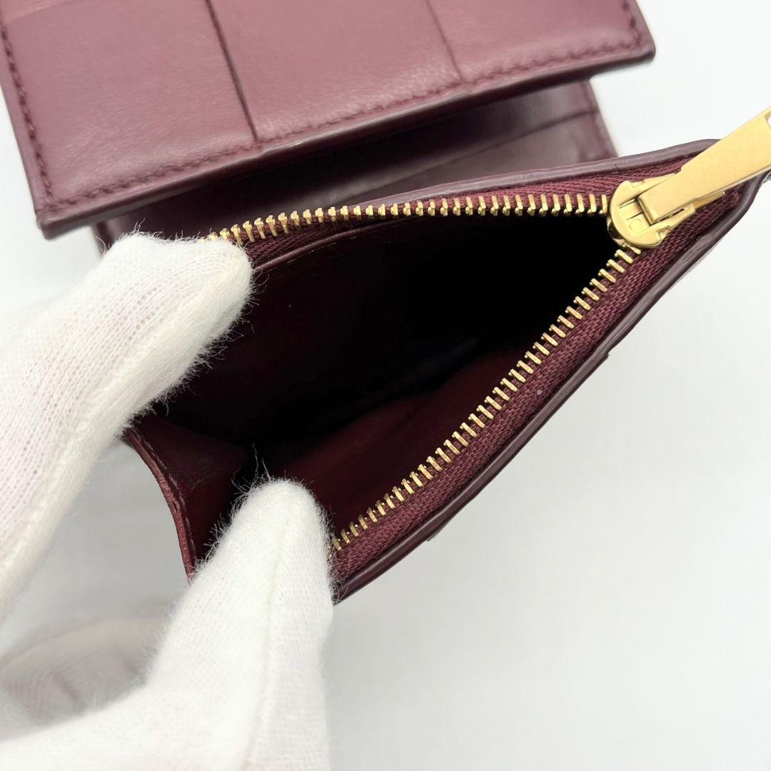 【超美品】 BOTTEGA VENETA マキシ イントレチャート 三つ折り財布 現行／美品☆BOTTEGA VENETA 三つ折り財布 マキシイントレチャート