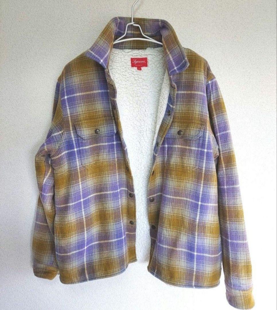~Supreme~ 裏ボアチェック柄シャツジャケット M 長袖 フランネル