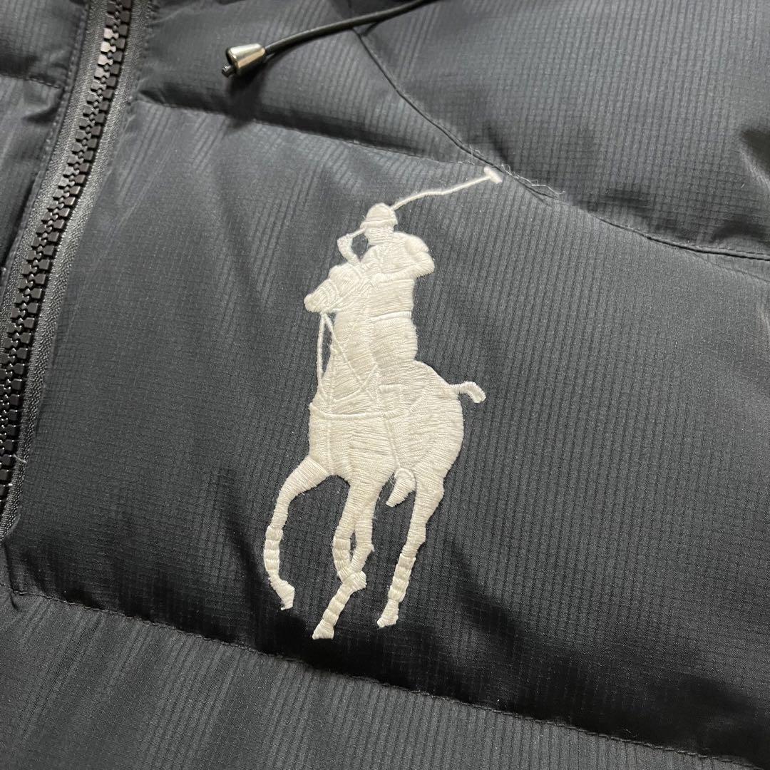 極美品✨ポロラルフローレン ダウンベスト ビッグポニー 2WAY ブラック L 画像8