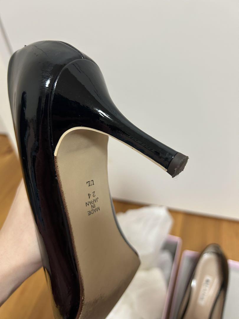 美品DIANA ダイアナ　ブラックエナメルパンプス　24cm プレーンパンプス