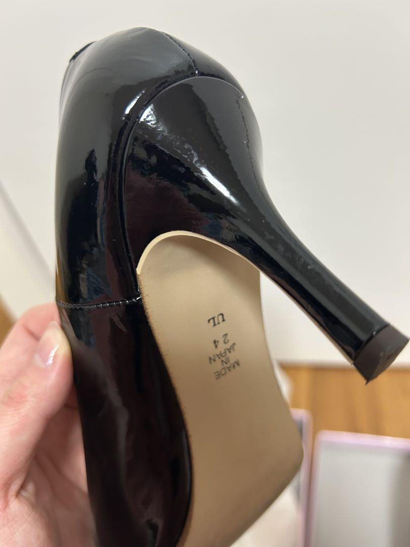 美品DIANA ダイアナ　ブラックエナメルパンプス　24cm プレーンパンプス