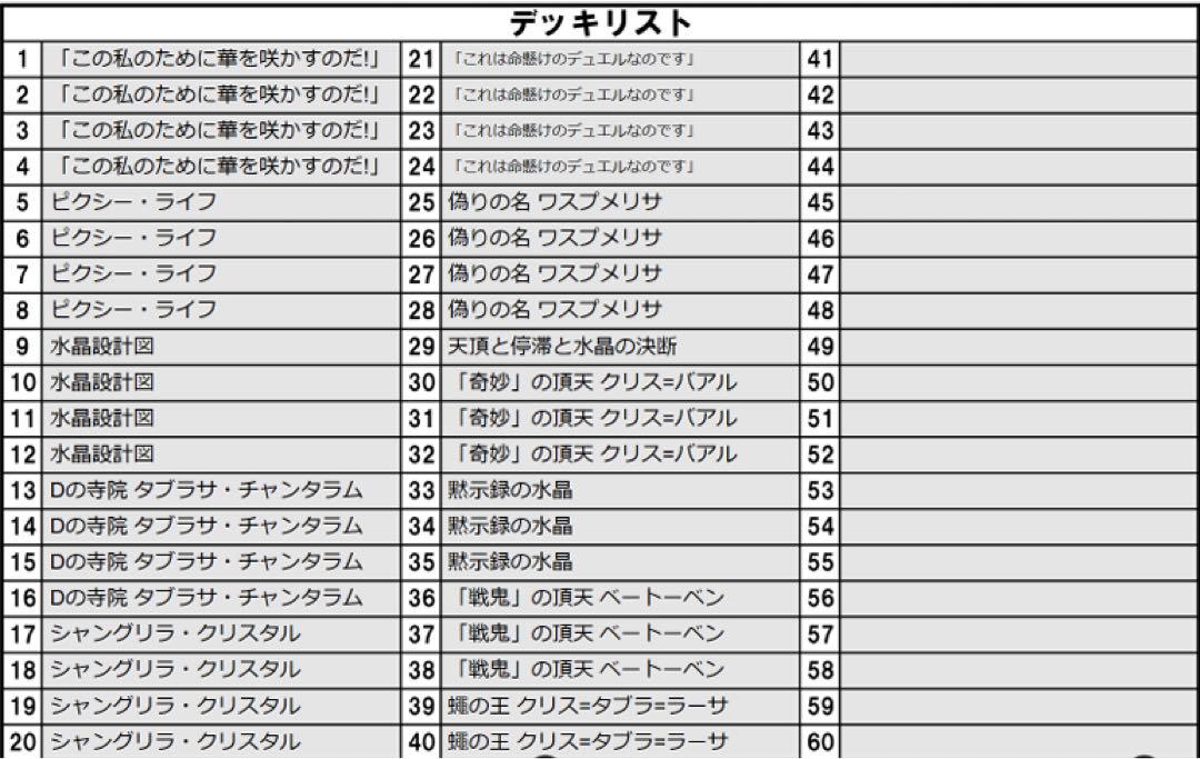 零緑ゼニス　白緑ゼニス　デッキ