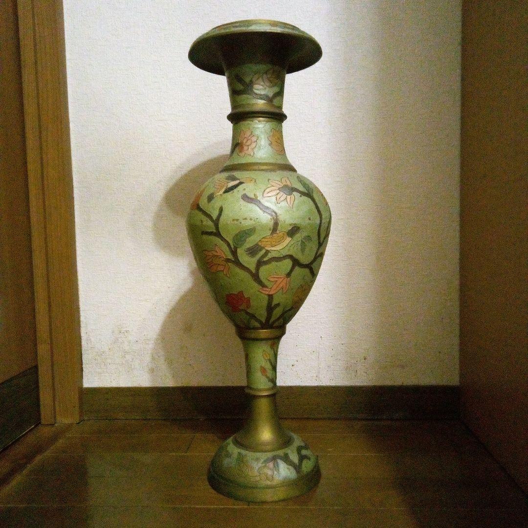 中国古玩　銅製七宝　花鳥紋様　花瓶
