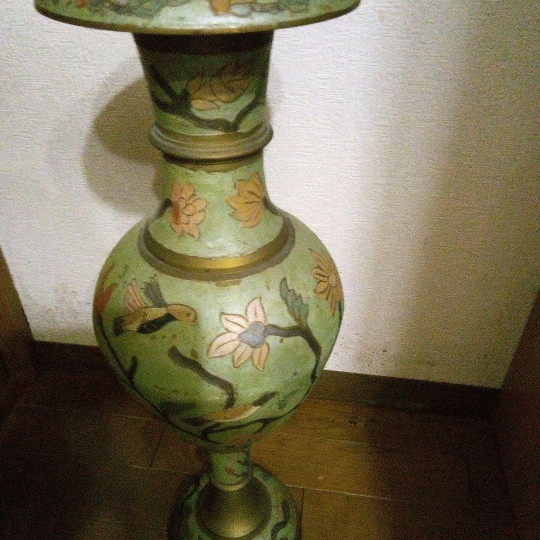 中国古玩　銅製七宝　花鳥紋様　花瓶