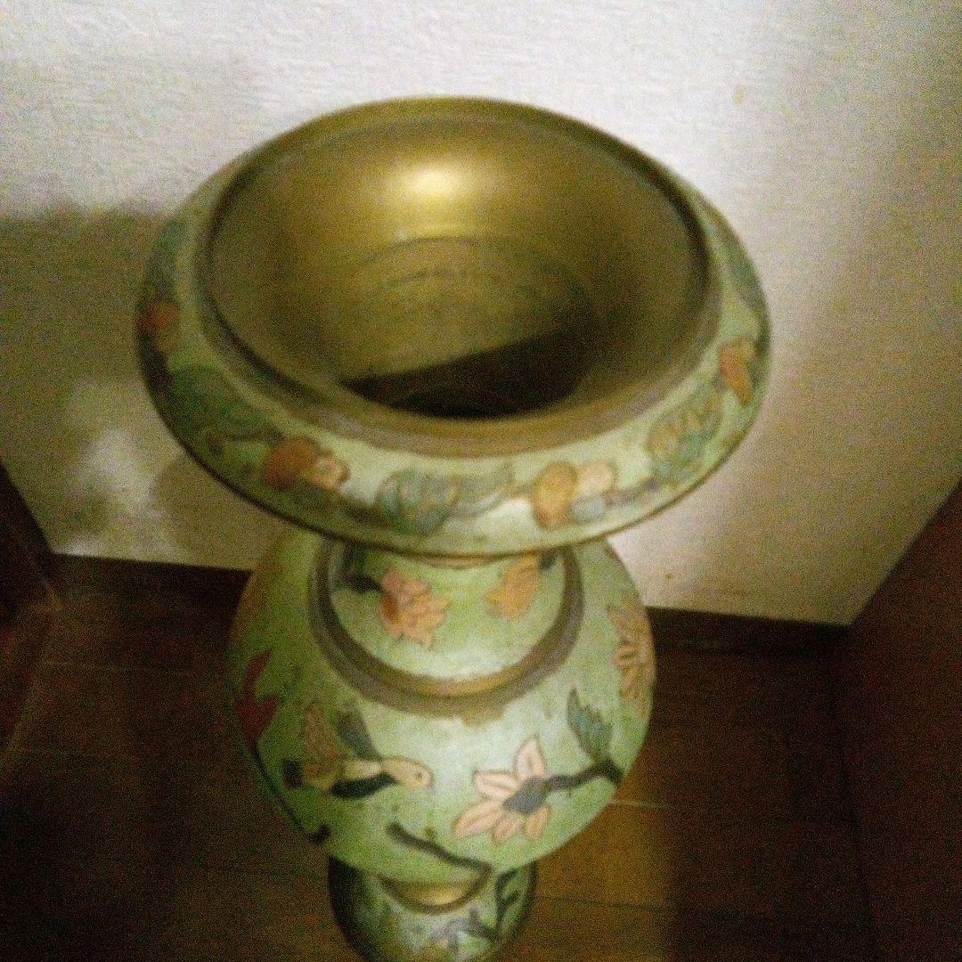 中国古玩　銅製七宝　花鳥紋様　花瓶