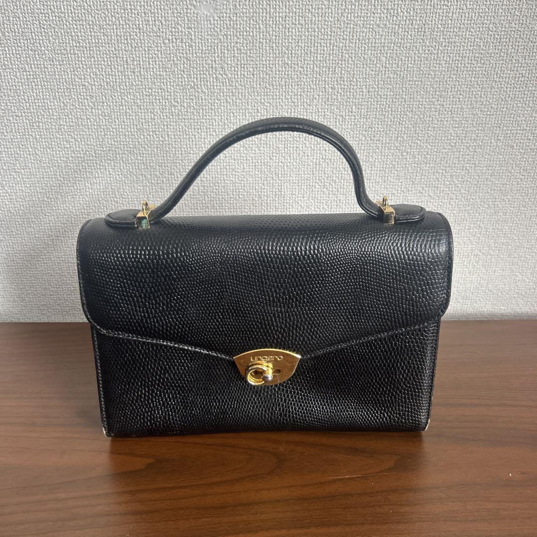 【初回限定】 黒 レザー セール ゴールド金具オンライン ハンドバッグ バッグ