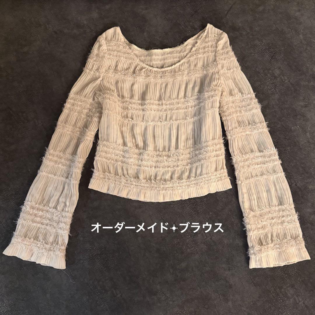 オーダーメイド トップス Sサイズ相当 ブラウス ベージュ ラメ