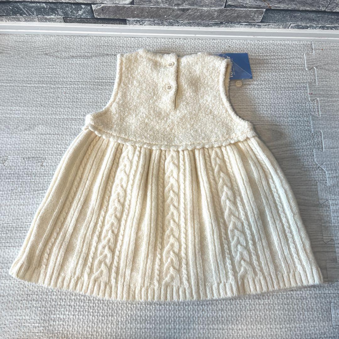 新品⭐️かわいい⭐️ファミリア80サイズ白アイボリー⭐️ニットチュニック