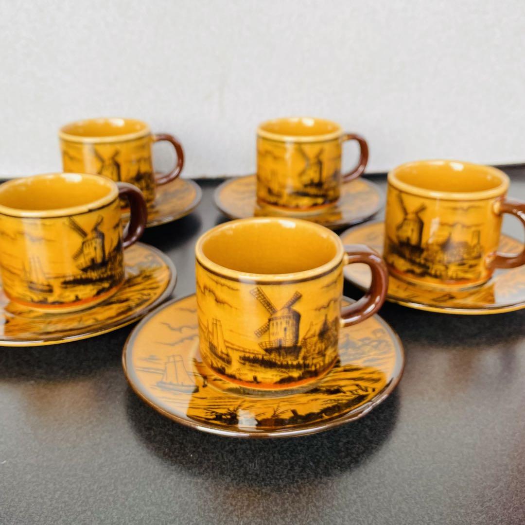 激レア】蔵出し 未使用 昭和レトロ 飴色コーヒーカップ&ソーサー