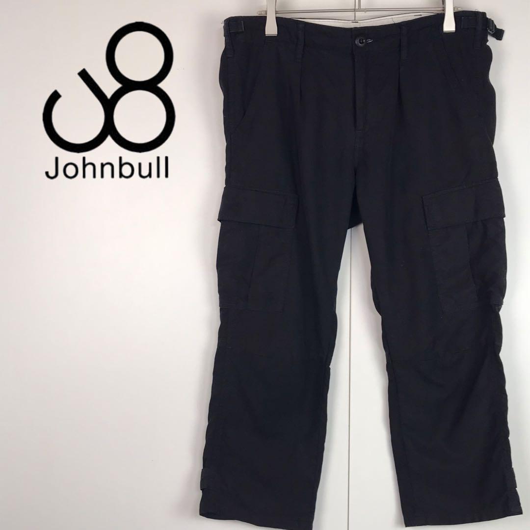 【日本製】ジョンブル　リネン混クロップドカーゴパンツ　黒　薄手　A1818