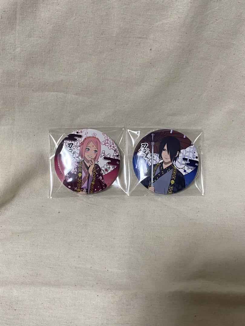 NARUTO サスケ サクラ 缶バッジ NARUTO サンリオ ハート型 缶バッジ 少年篇 サスケ サクラ2点