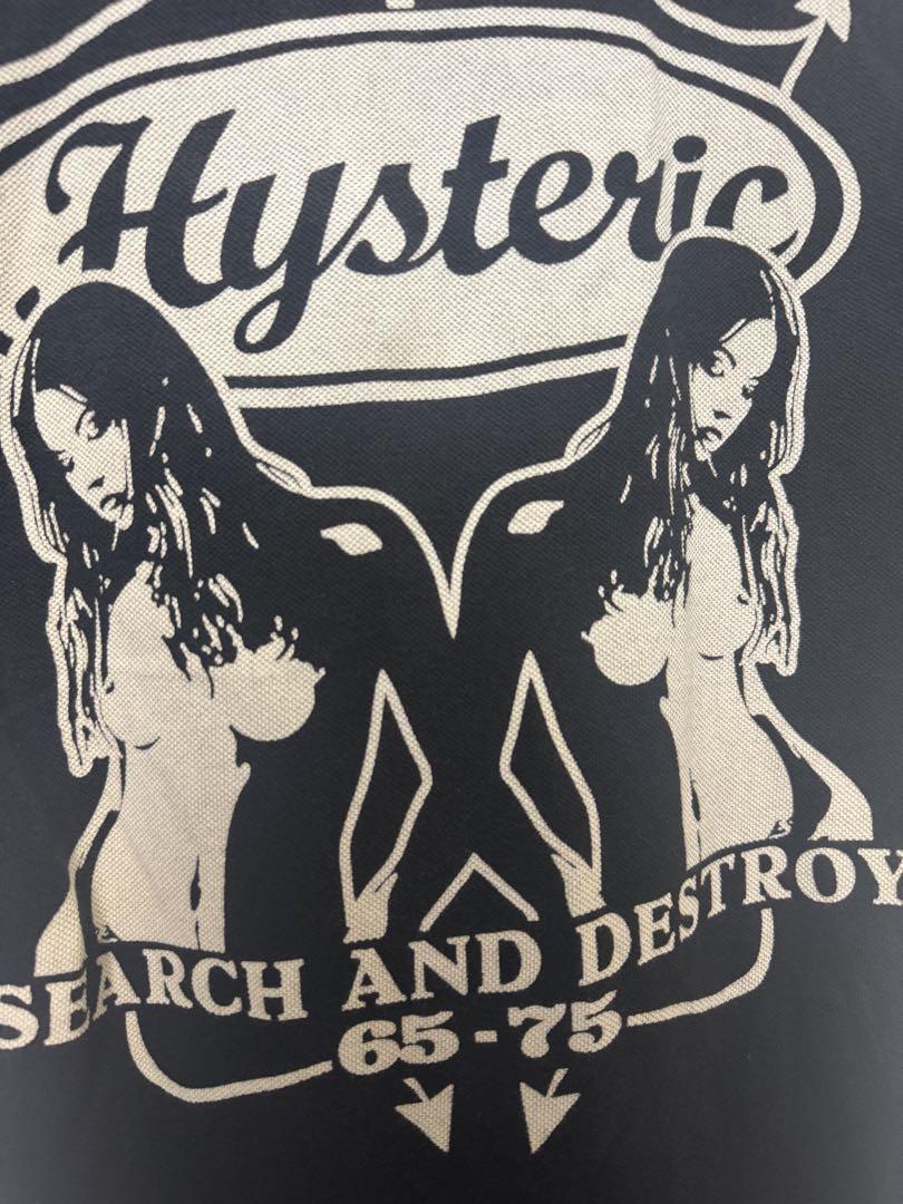 HYSTERIC GLAMOUR ダブルガール柄ポロシャツS/コットン/ブラック