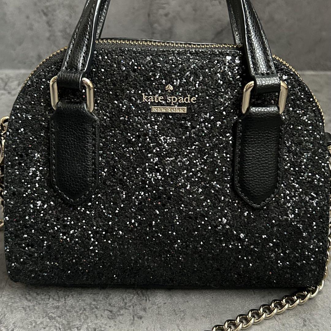 J*k様 美品 Kate Spade ブラック グリッター 2way チェーン