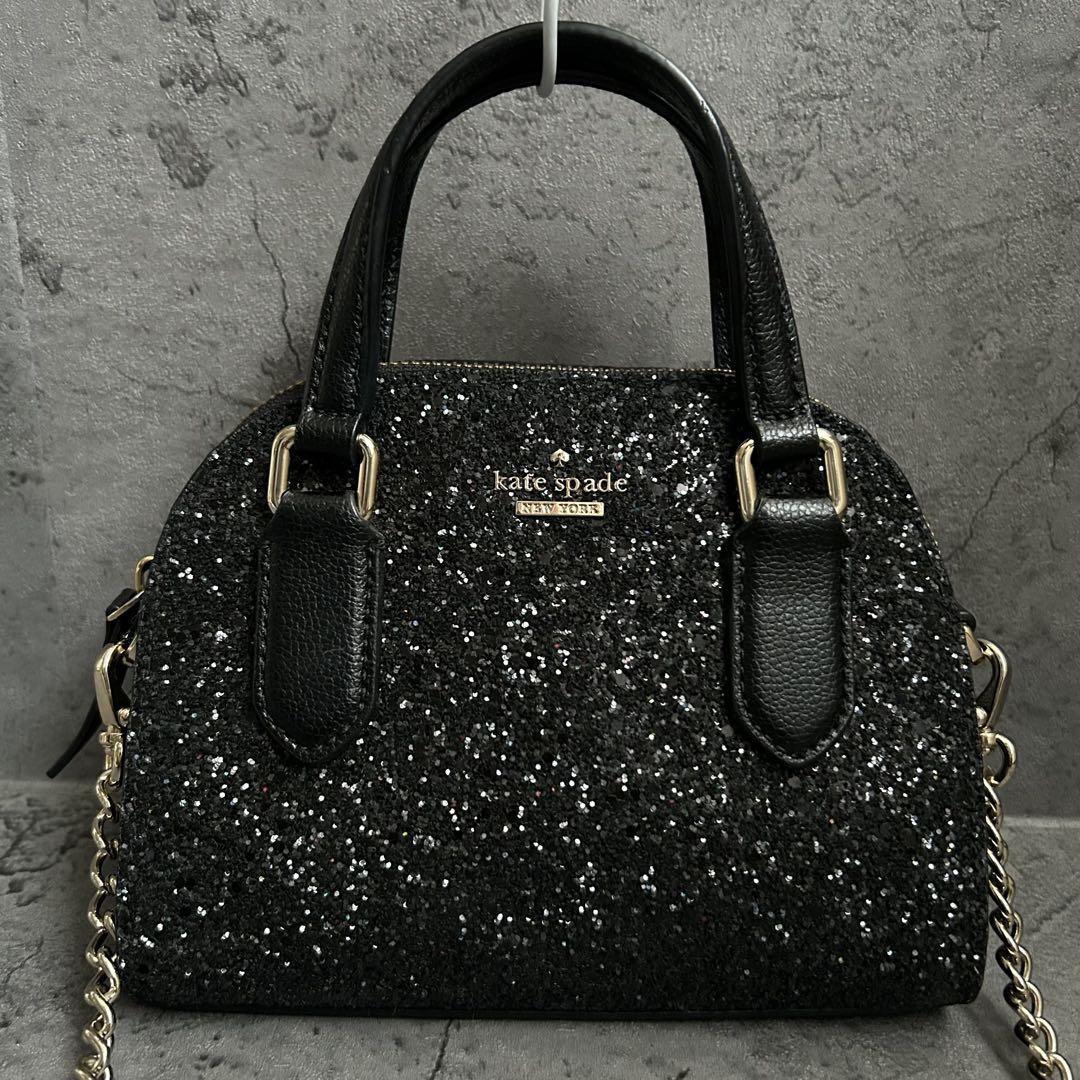 J*k様 美品 Kate Spade ブラック グリッター 2way チェーン