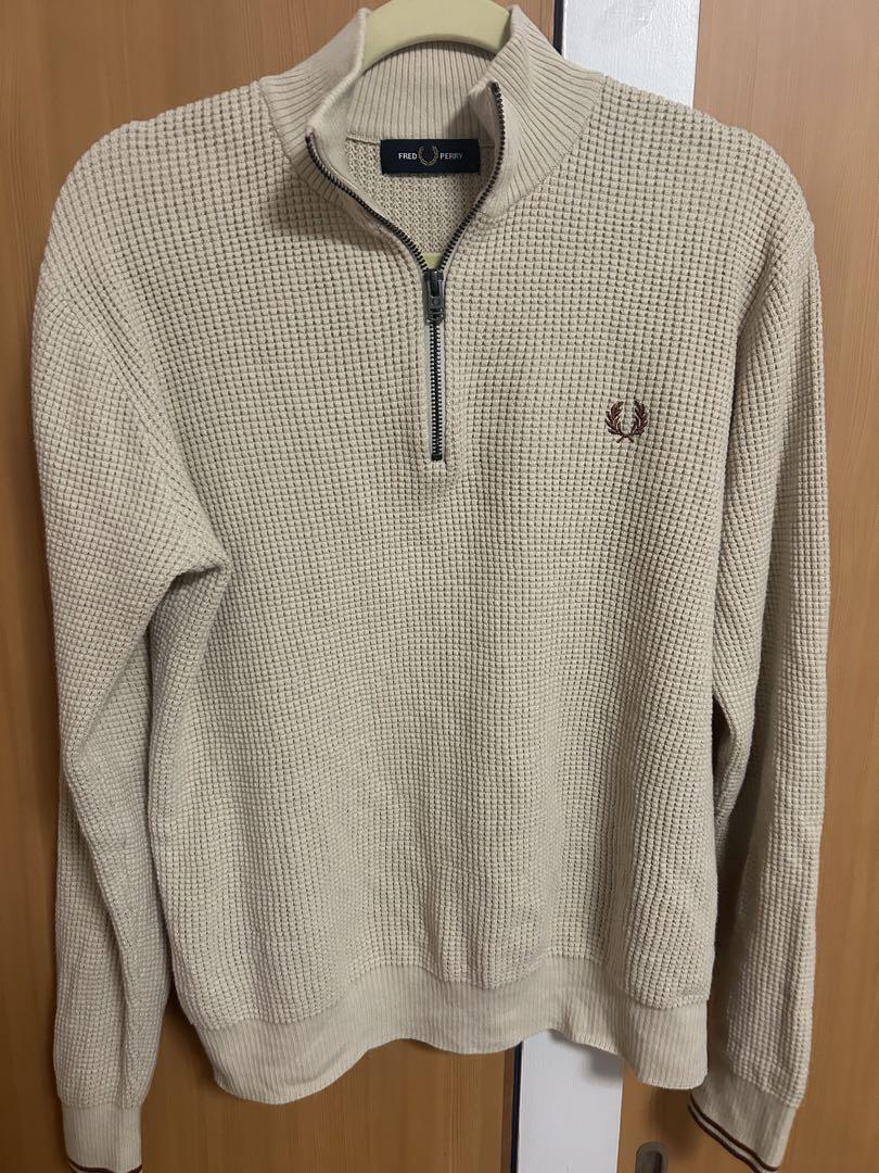 FRED PERRY ベージュ ハーフジップニット