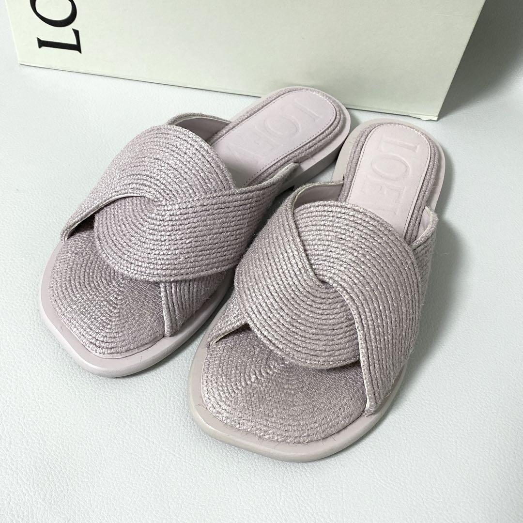 LOEWE / スライドサンダル ジュート 38 ラベンダー