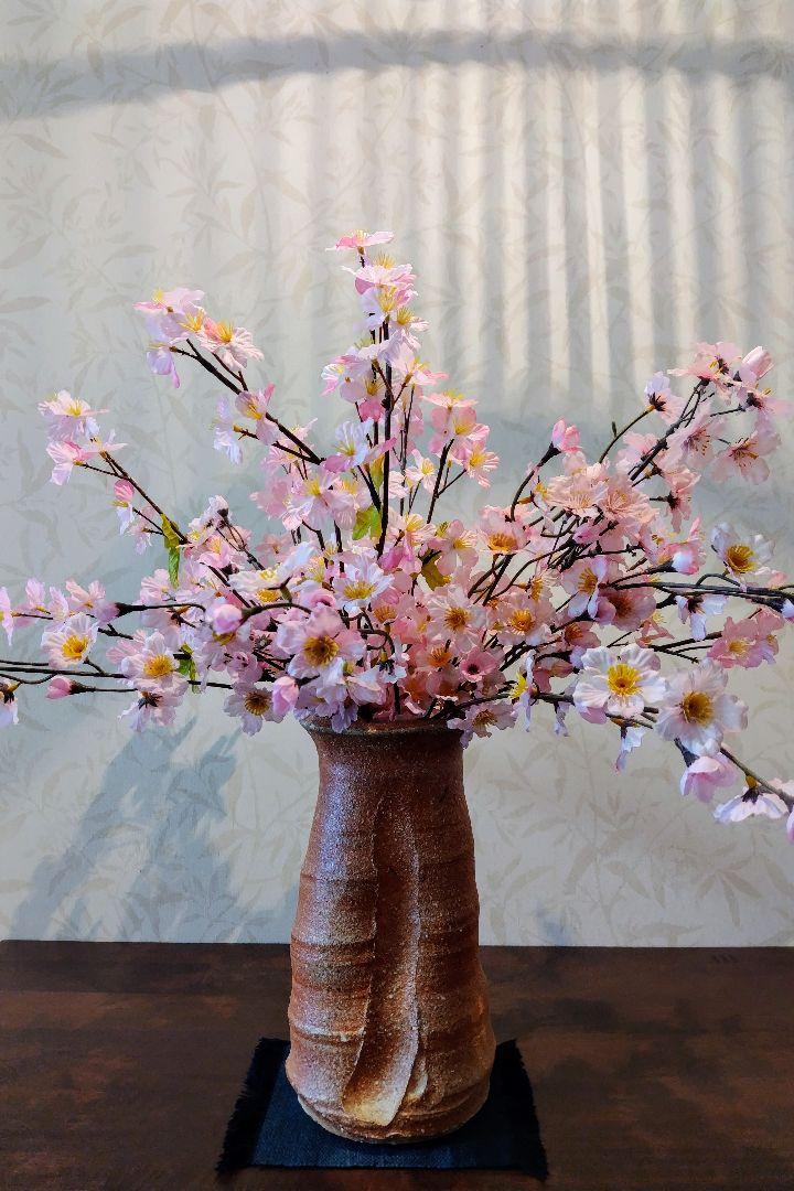 未使用<信楽焼 長花瓶>陶芸作家作