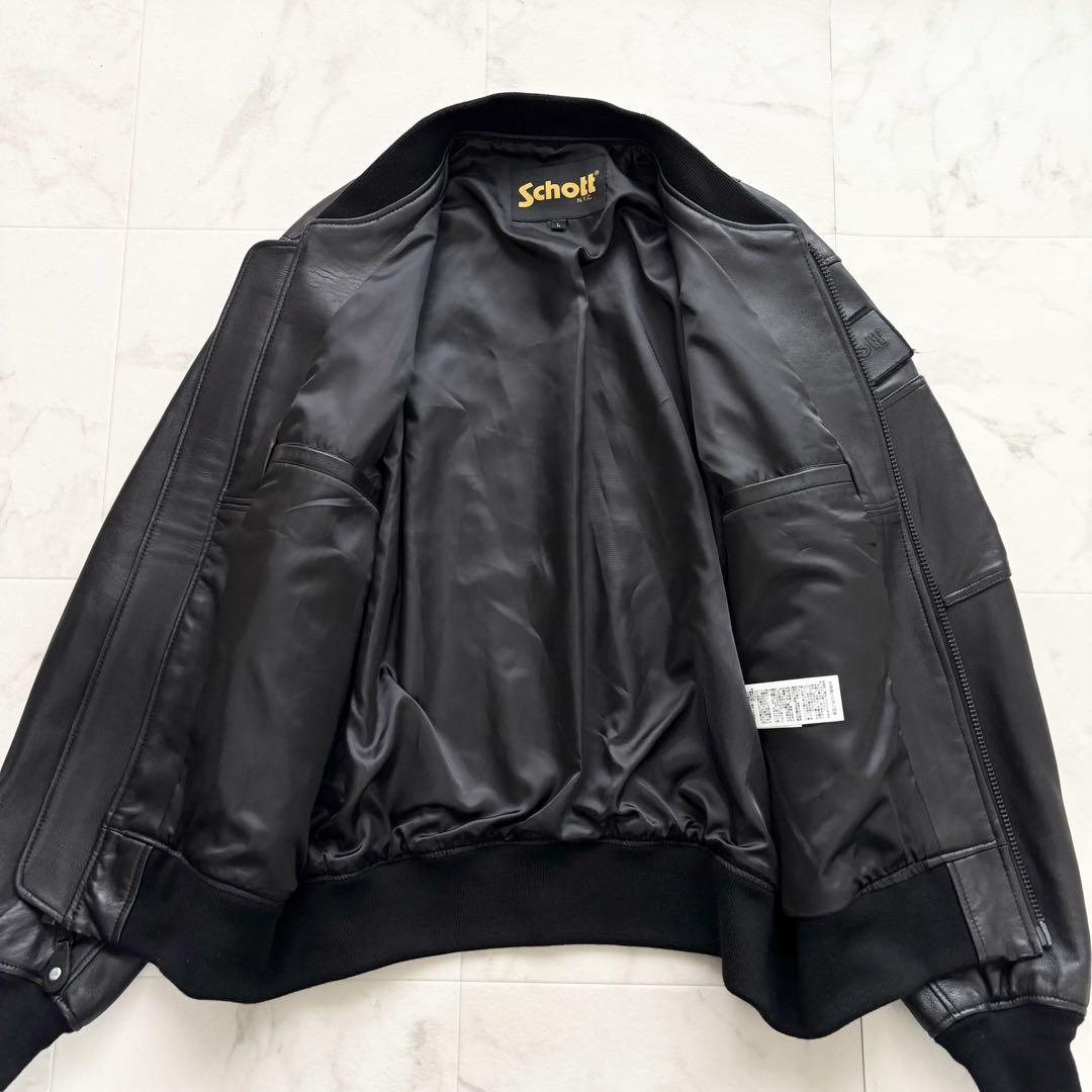 極美品 ショット JS別注 MA-1 レザージャケット ラムレザー