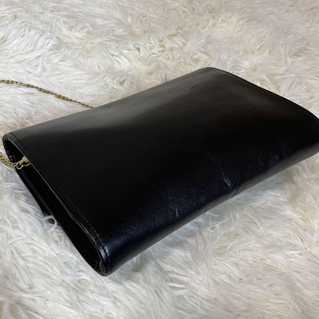 ①【美品】Dior レザー ショルダーバッグ トロッター ゴールド金具 チェーン