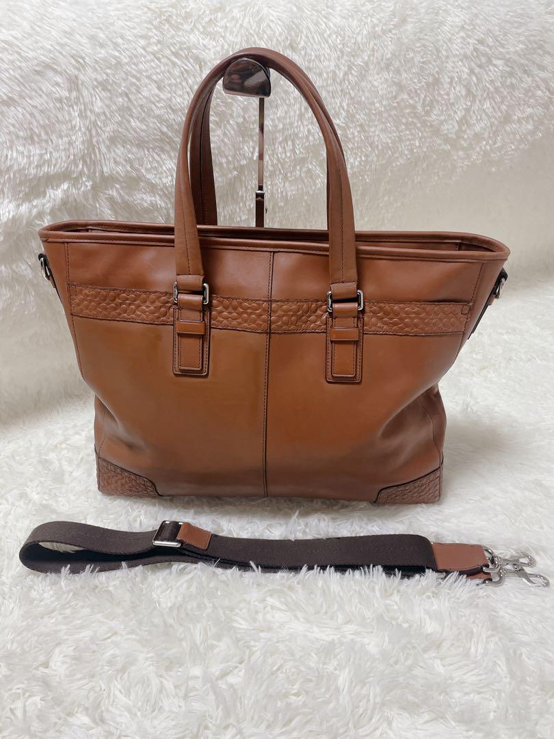 COACHコーチビジネスバックトートバッグ2wayオールレザーブラウン