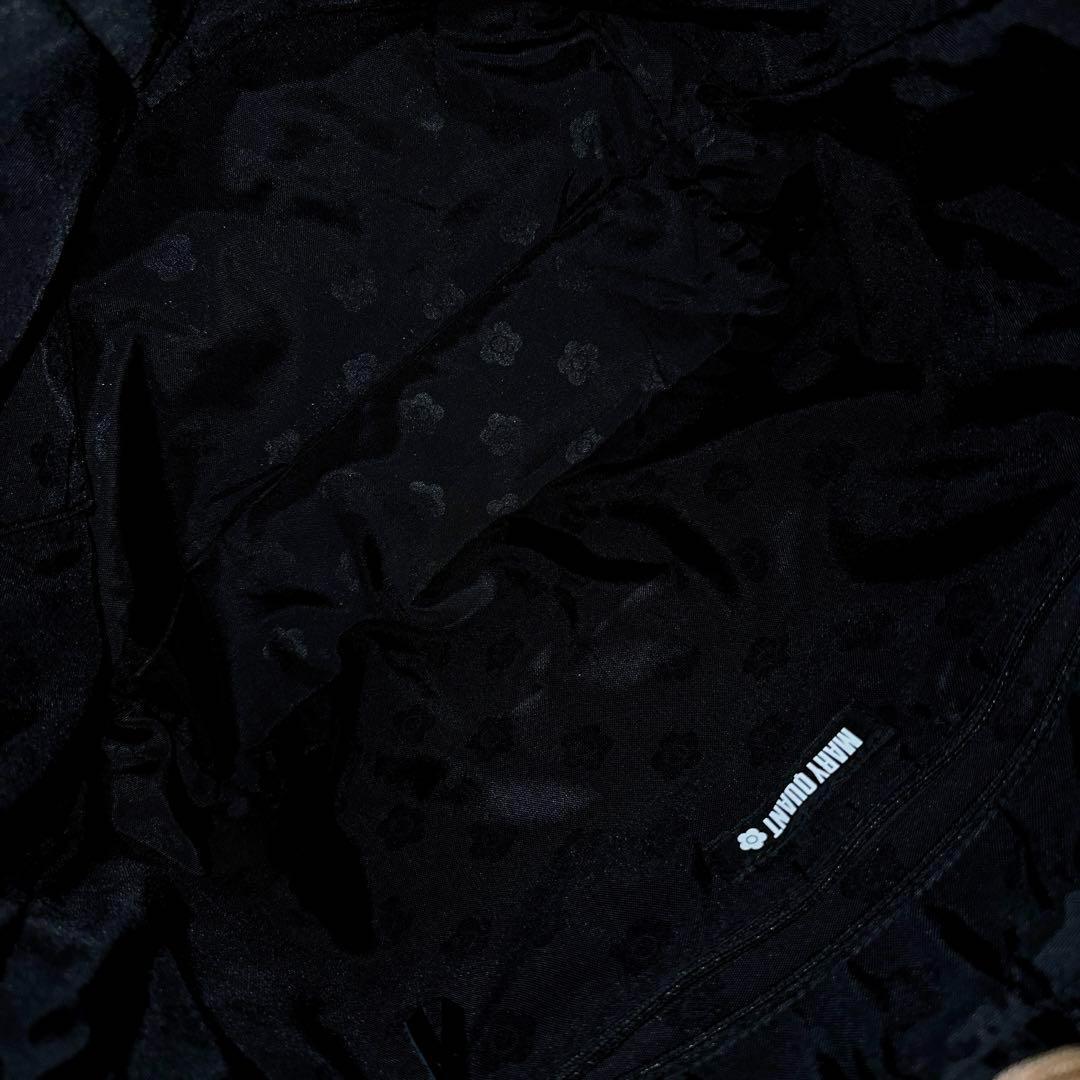 美品【マリークワント】モコモコ ボア サイン フラワー トートバッグ 花 茶×黒