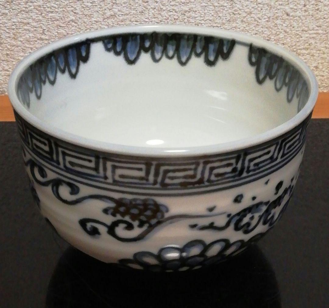 叶松谷作　古染付　雲堂意　茶碗　共箱　共布　略歴付　茶道具