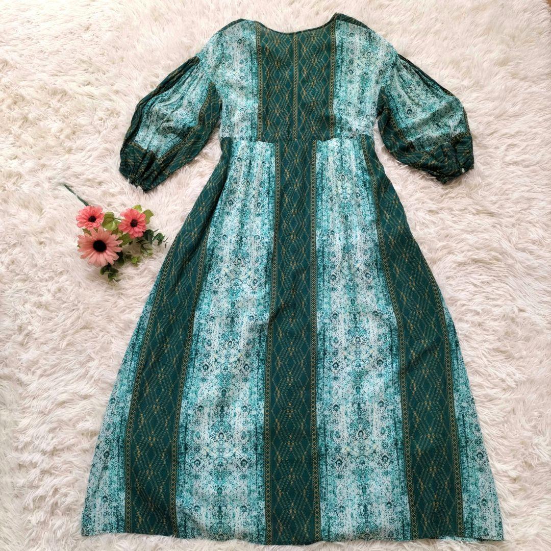 美品⁂ジャーナルスタンダード⁂ヴィンテージライクフラワー ワンピース　花柄　緑
