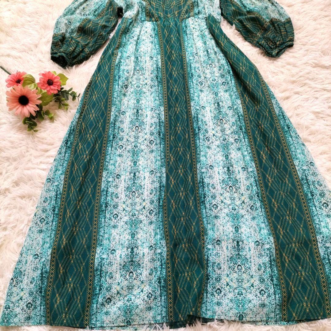 美品⁂ジャーナルスタンダード⁂ヴィンテージライクフラワー ワンピース　花柄　緑