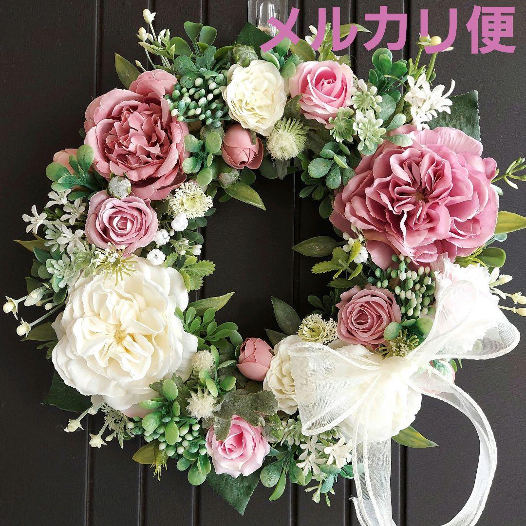20-60代 人気ファッションブランド 専用】フラワーリース 花見月11 咲き誇る花たち 玄関リース 造花 フラワー・リース