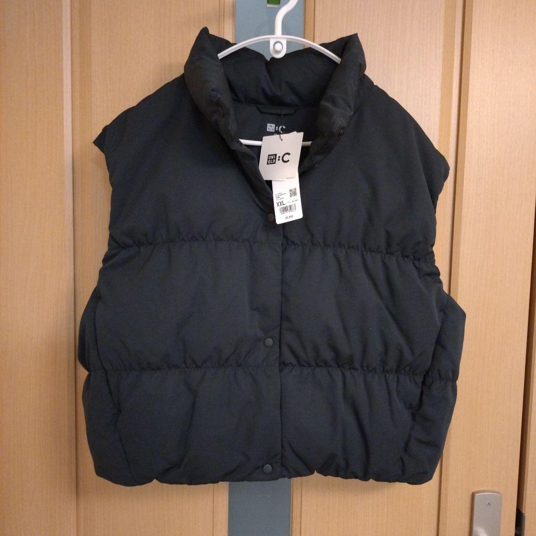 【よめし】新品 UNIQLO C ダウンクロップドベスト 黒　XXL