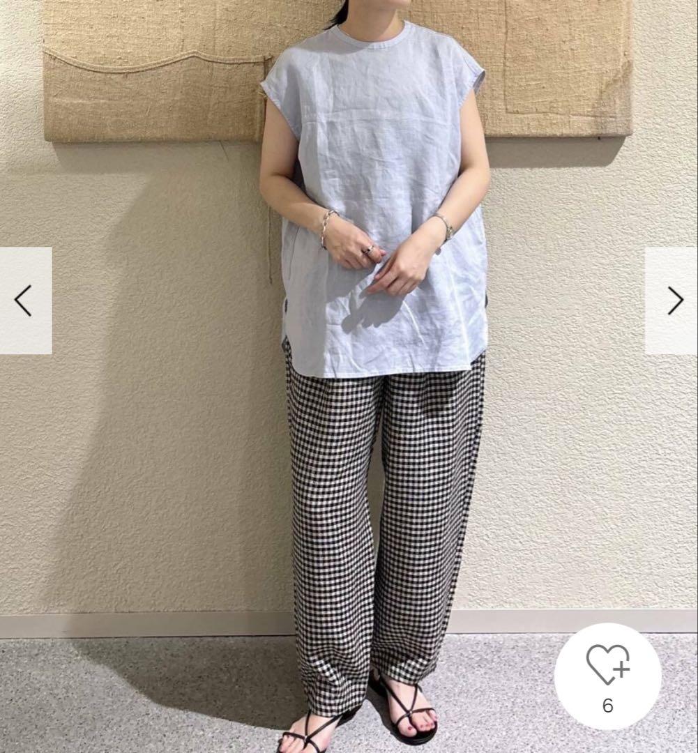 新品　今季　かぐれ　リネンフレンチクルーネック　2025年春夏　ライトブルー 新品 今季 かぐれ リネンフレンチクルーネック 2025年春夏