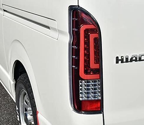200系 ハイエース ダブル ファイバー LED テール ランプ ブラック 左右