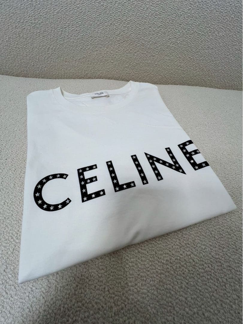 CELINE ホワイト ロゴ Tシャツ CELINE ホワイト ロゴ Tシャツ