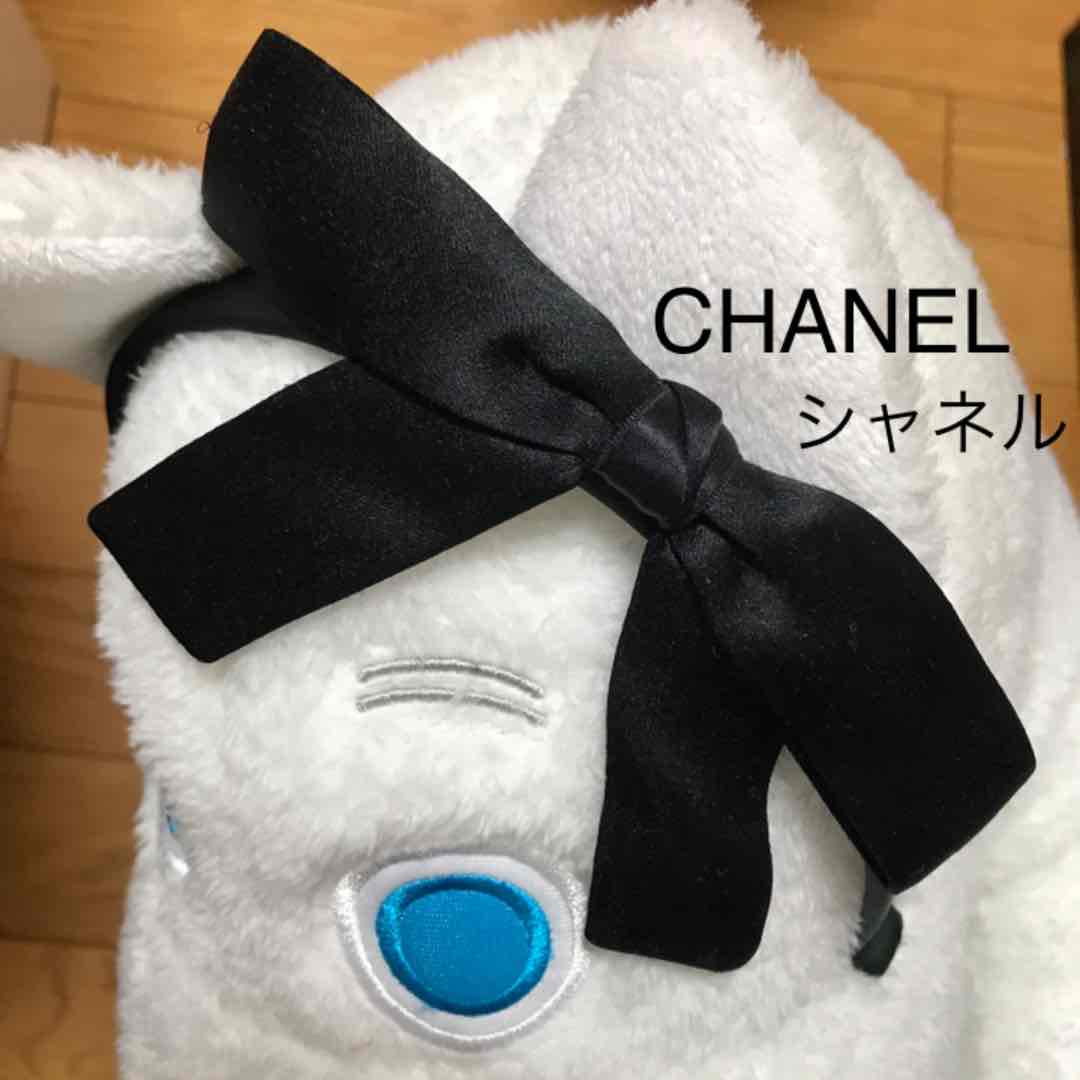 難有 CHANEL * シャネル シルクサテンりぼん ブラック カチューシャ