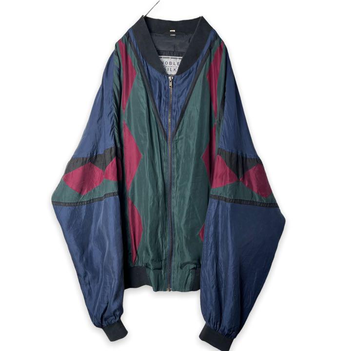 超歓迎格安 海外古着 好雰囲気 ハイネック L HoXzq-m76826954083 レトロシルクジャケット マルチカラー 好評大人気