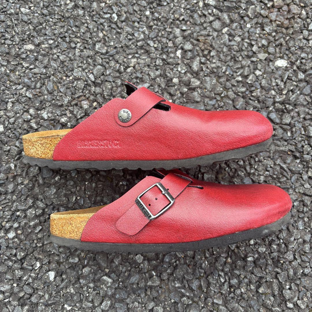 BIRKENSTOCK BOSTON ボストン 24.5cm シボ革 赤