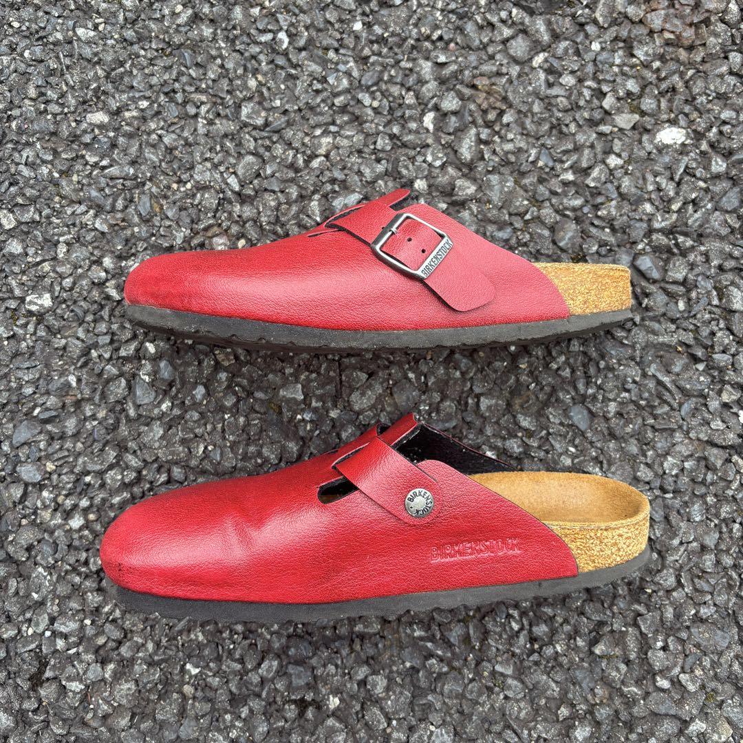 BIRKENSTOCK BOSTON ボストン 24.5cm シボ革 赤