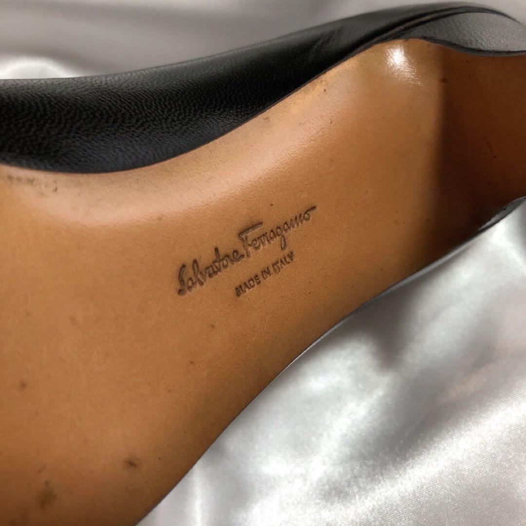 【美品】Ferragamo フェラガモ レザーパンプス ヒール ブラック 6D