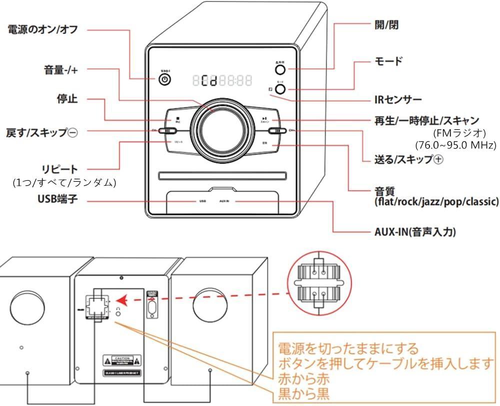 【開封済・未使用】LONPOO LP-818 CD ミニ コンポ CDステレオ
