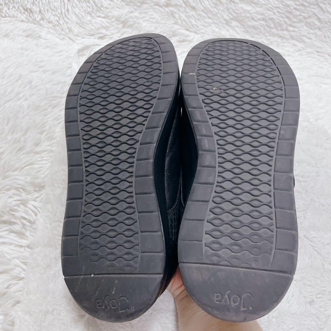 JOYA ブラック 本革 ストラップ マジックテープ コンフォート 24.0cm JOYA ブラック 本革 ストラップ マジックテープ コンフォート 24.0cm